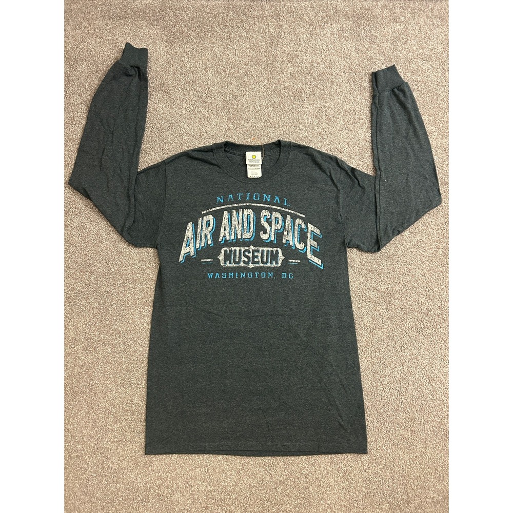 Smithsonian Air and Space Museum Shirt Mens Small Grey Long Sleeve Graphic Tee